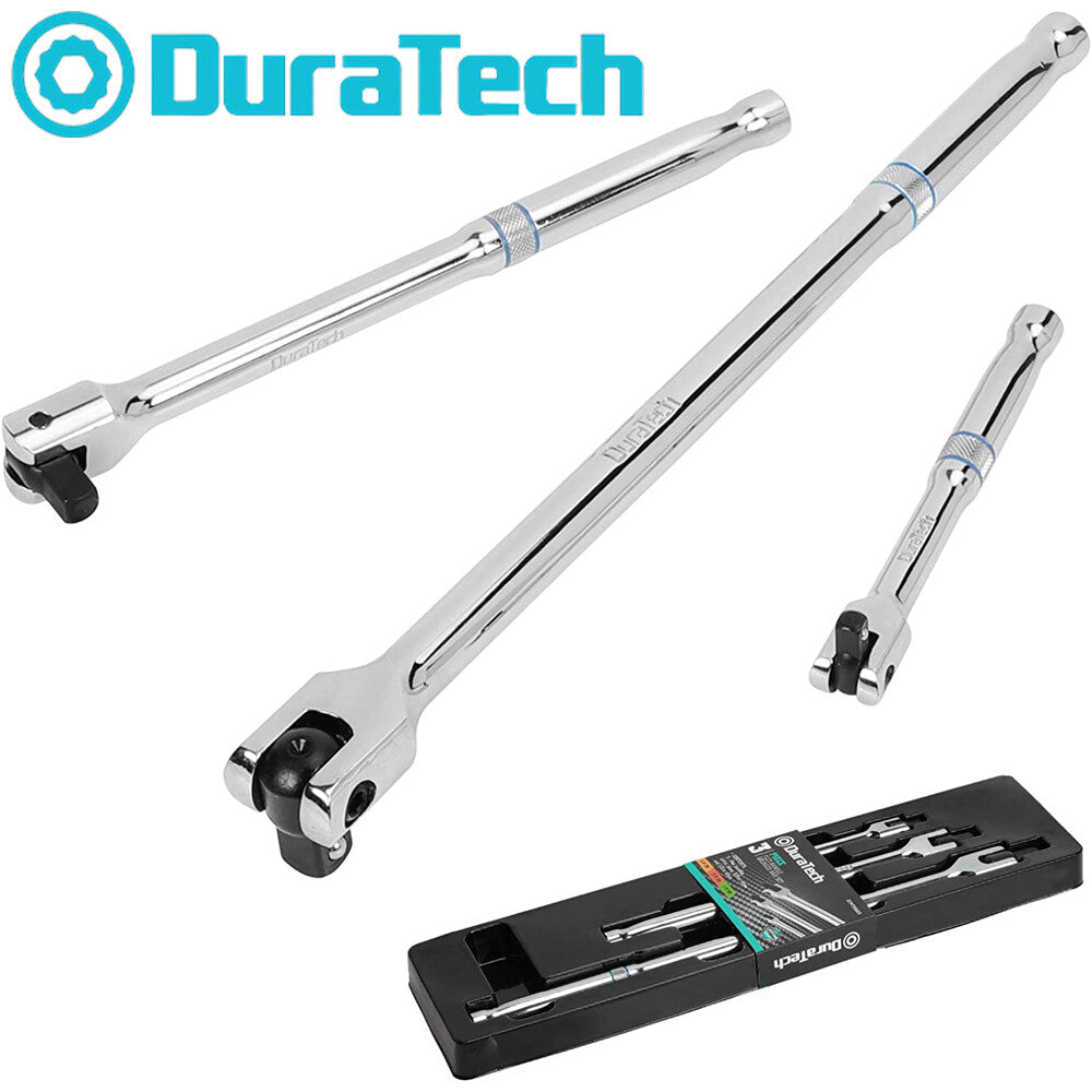 DURATECH 3PC Breaker Bar Set 1/4' 3/8'' 1/2'' Dr Breaker Bars 6" 10"