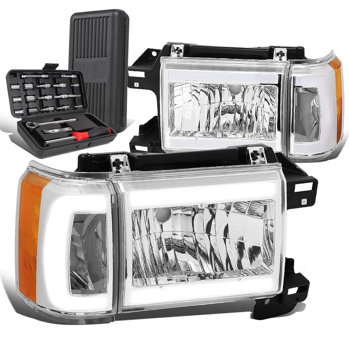 For 1987-1991 Ford Bronco Led Drl Bar Chrome Amber | Built Supply Co