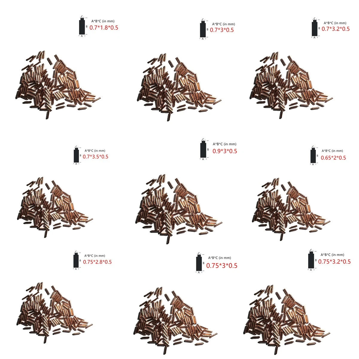 Copper Watch Dial Feet Stickers Assortment Granular Solder Repair