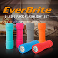 EverBrite 9-LED Flashlight 6Pack Impact Handheld Torch with Lanyard