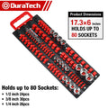 DURATECH 80PC Socket Organizer Holder 1/2" 1/4" 3/8" Drive Socket