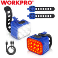 WORKPRO Rechargeable Bike Light Set Ultra Bright 8+13 Mode Bicycle