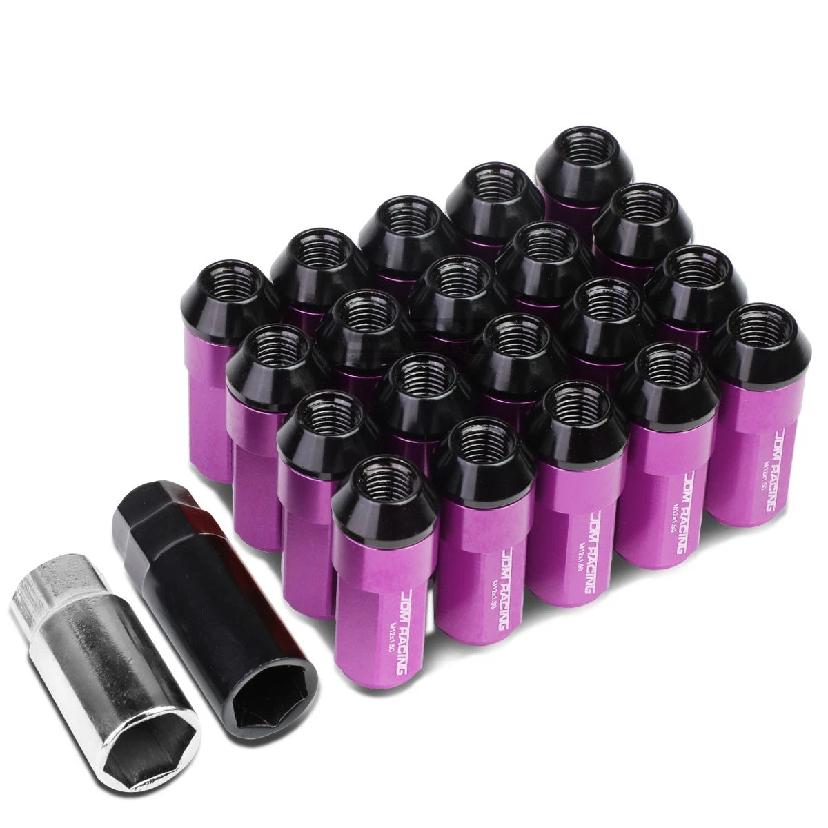 M12x1.5 53mm Tall 23mm Od Purple Aluminum Jdm Lug Nuts With