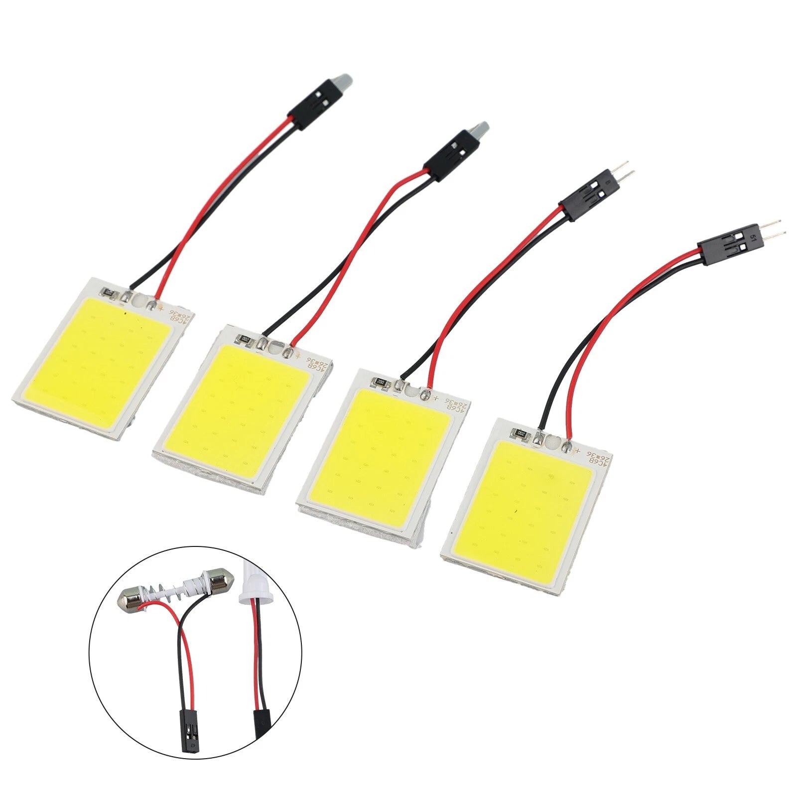 4* White Light Car For Interior Panel Lights Dome Lamp Bulb 24smd Cob