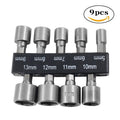 9pc Power Nut Driver Bit 1/4" Hex 5-13mm Socket Wrench Drive by Drill Machine