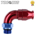 AN-10 (10AN JIC-10) To ORB-10 7/8" UNF 90 Degree ULTRAFLOW PTFE Hose