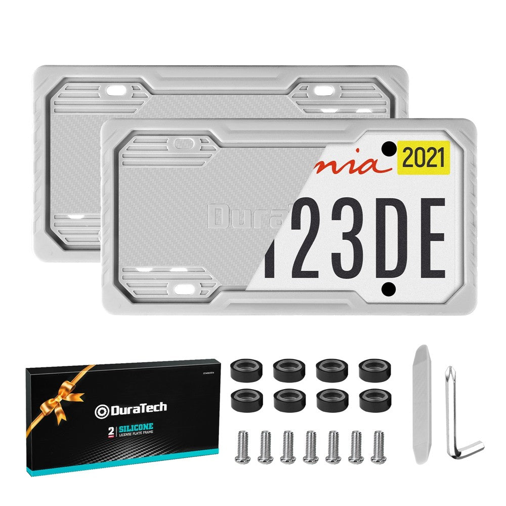DURATECH 2PC Silicone License Plate Frame Protector Plate Cover Holder