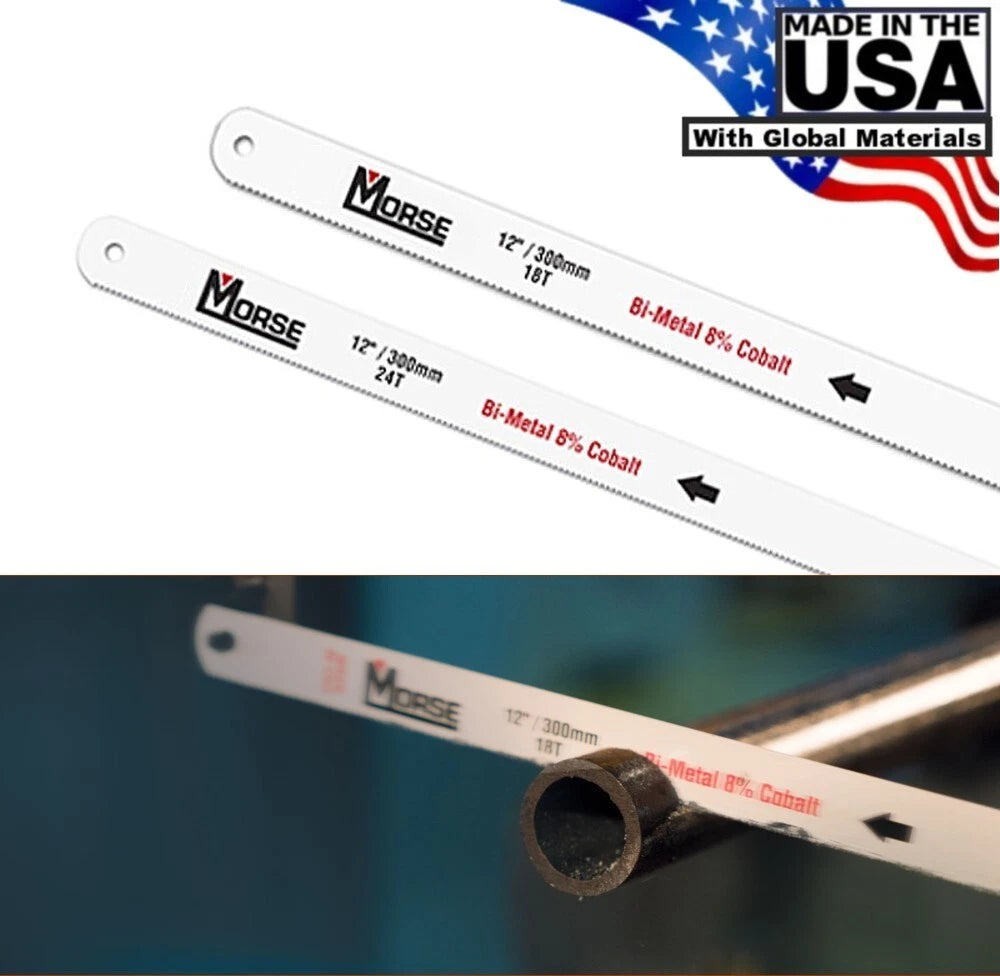 Morse Bi-metal Hack Saw Blade 12" X 1/2" 18t, 24t Made In Usa