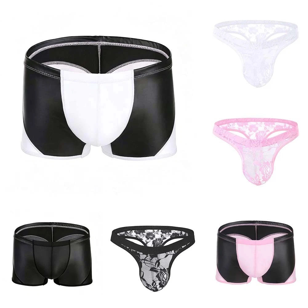 Lace Thong Underwear Men G-string Sheer Pouch Sissy Underpants Size M