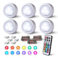 6pack Led Puck Light Tap Light Push Light Wireless Touch 12 Rgb