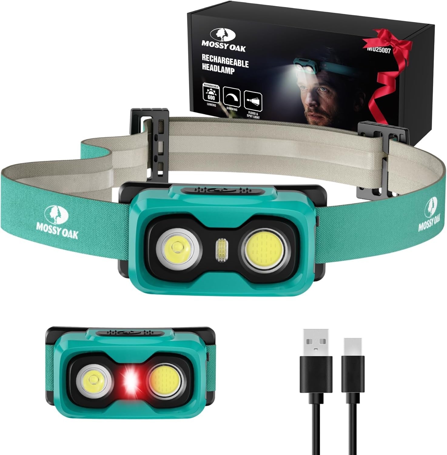 Mossy Oak 600 Lumens Rechargeable Headlamp by Mossy Oak