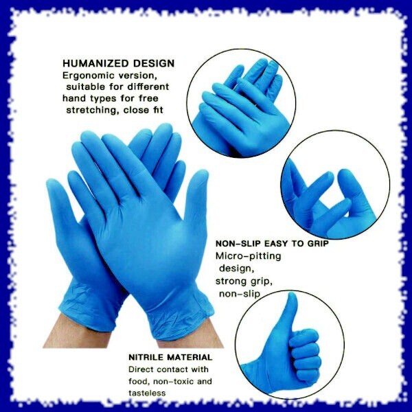 100 4m NITRILE Disposable Blue Dog AI Grooming Gloves Latex Powder