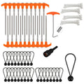 52 Tent Stakes Pegs Ball Bungee Cords Camping Outdoor Steel Nail 6"