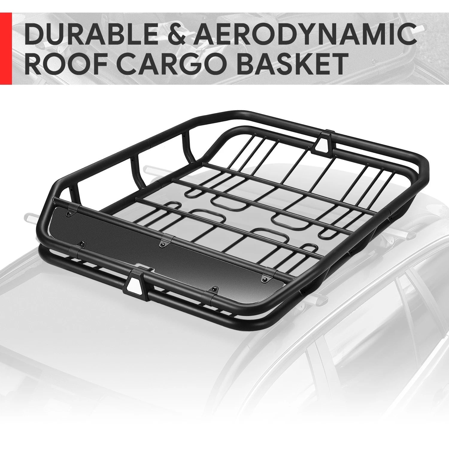 52"l X 41"w X 8"h 150lbs Black Textured Tubular Steel Roof Mount