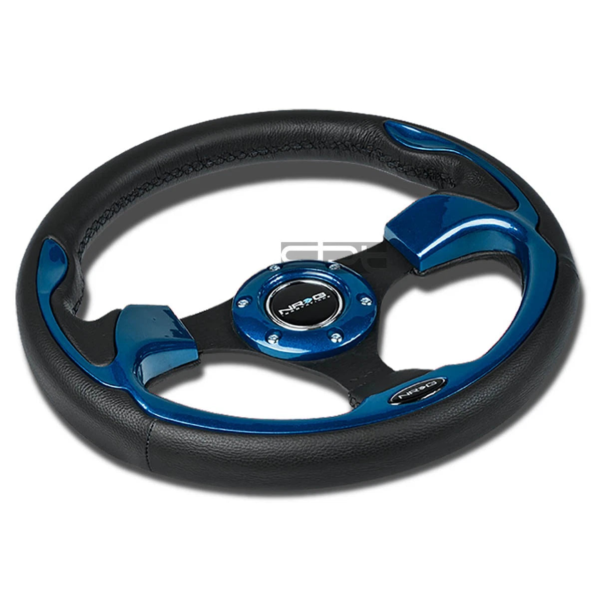 Nrg Reinforced 32cm Pvc Black Leather Blue Accent Trim Inserts