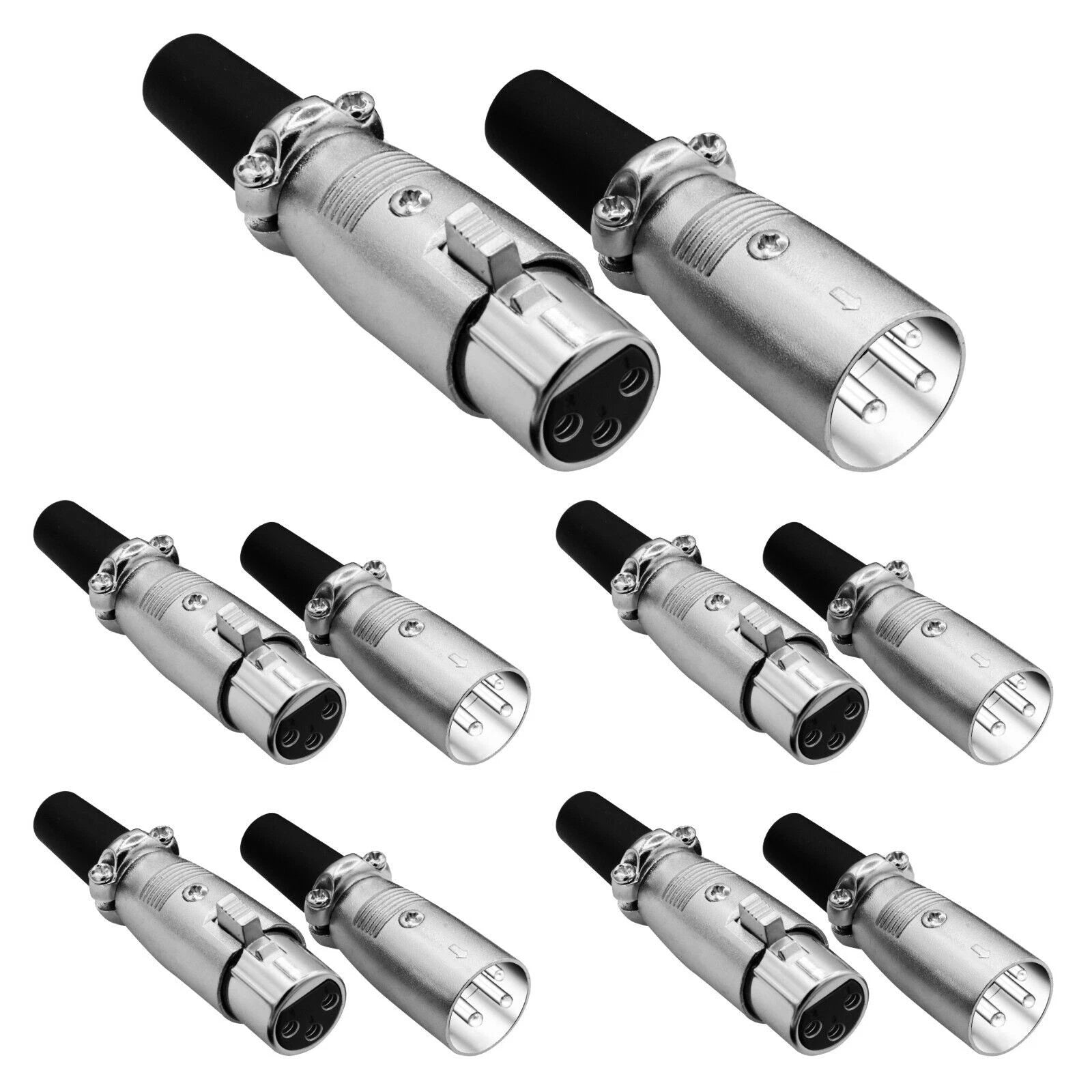 5pair Silver Xlr 3-pin Female Male Audio Mic Microphone Adapter Cable