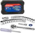 Workpro 39-piece Drive Socket Set 1/4" 3/8" Socket Wrench Set Metric