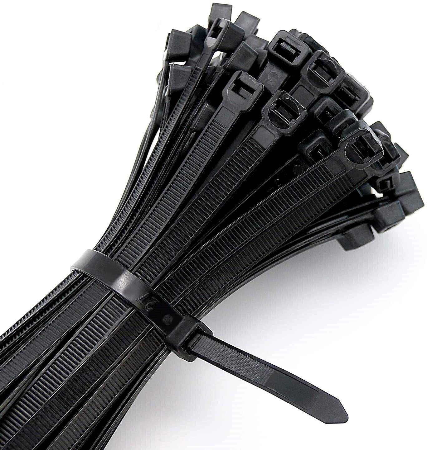 100pc Heavy Duty Black Cable Zip Ties UV Resistant 24" by Unbranded