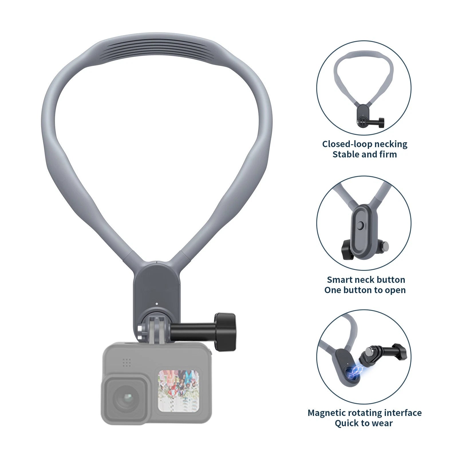 Silicone Action Camera/smartph<wbr/>one Chest Mount Magnetic Neck