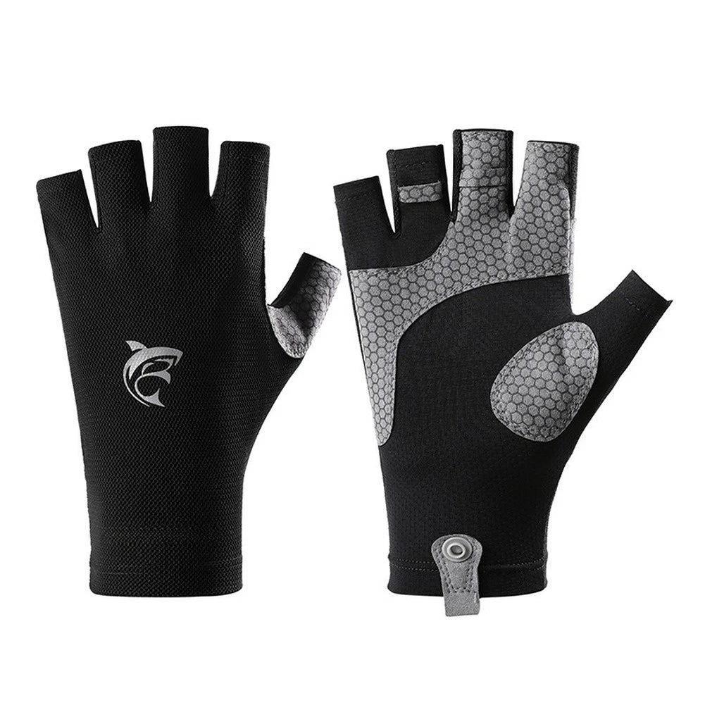 Half Finger Fishing Gloves Uv Protection Non Slip Latex Waterproof