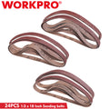 WORKPRO 24Pack 1/2 x 18" Sanding Belt 40-240 Grits Aluminum Oxide