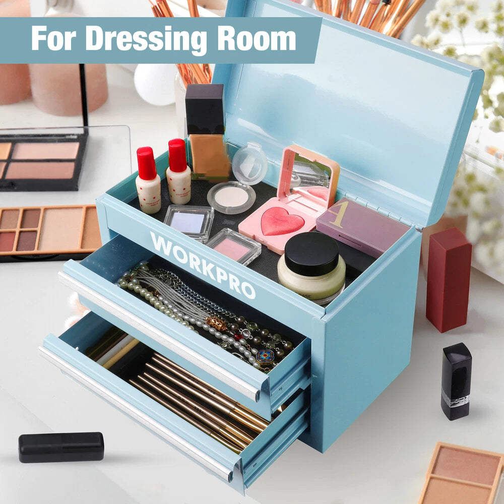 Mini 2 Drawer Steel Toolbox Metal Tool Box with Top Storage Small Tool Chest USA