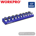 WORKPRO 1/2Inch Metric Magnetic Socket Organizer Holds 19PC Standard