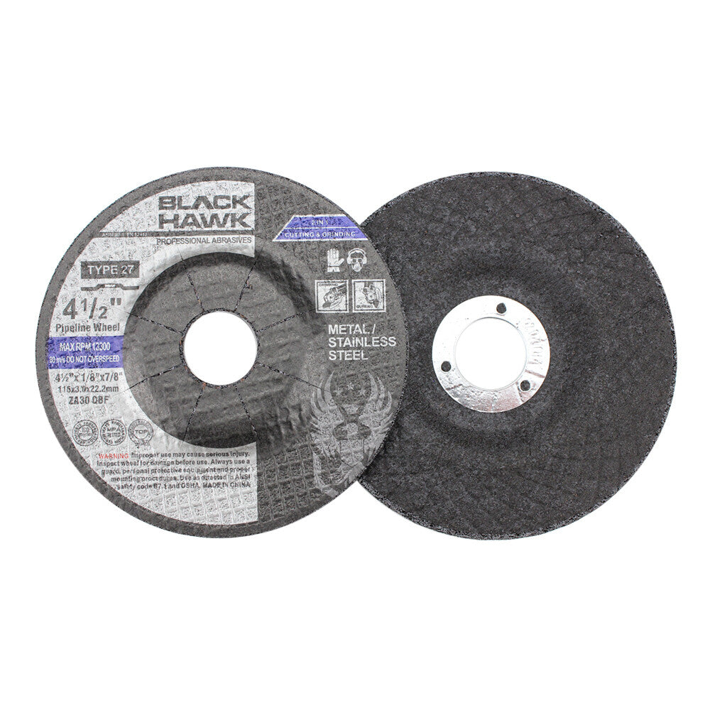 100 Pack - BHA 4-1/2" x 1/8" x 7/8" Pipeline Cutting & Grinding Wheels