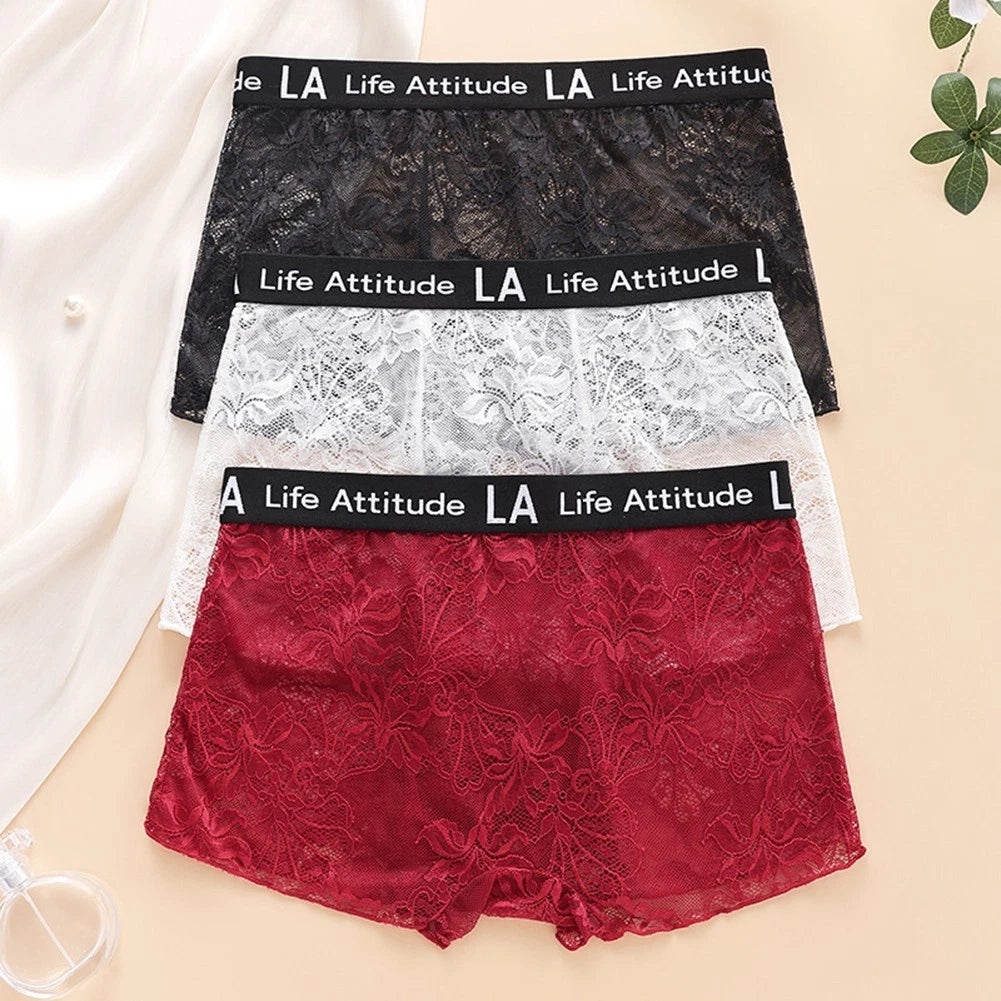 Floral Jacquard Lace Underwear For Men Boxer Shorts U Convex Pouch