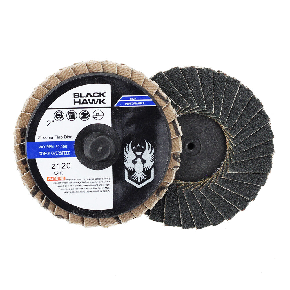 100 Pack - 2" Mini Flap Discs 120 Grit Quick Change Sanding Roloc
