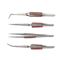 Tweezers Jewelry Soldering Fiber Grip Cross Locking Set Bent &