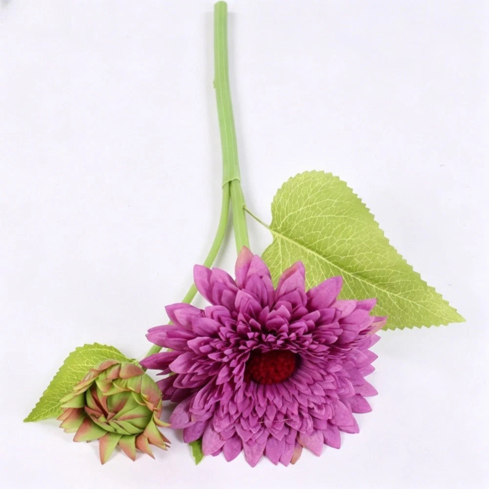 Artificial Sunflower Bouquet Double Design Silk For Bedroom Decor 47cm