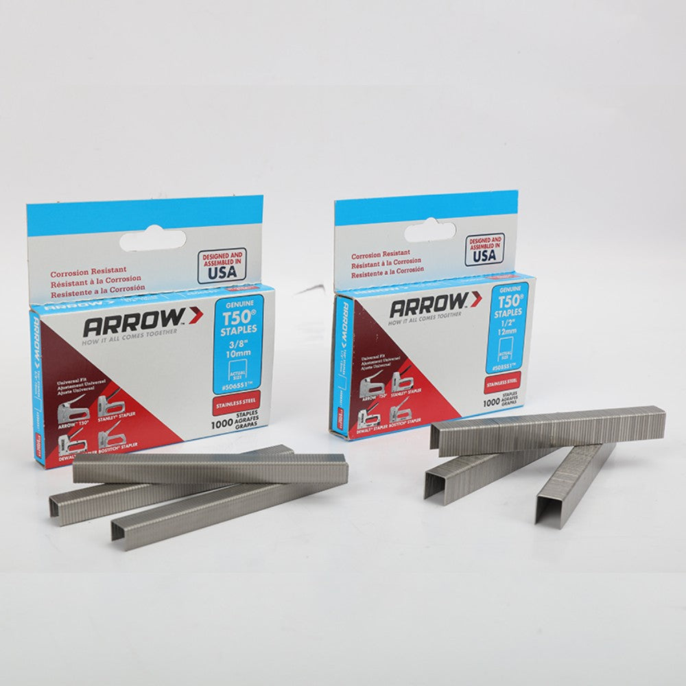 Arrow 2000PC T50 Stainless Steel Staples Set 508SS1 1/2'' 12mm 506SS1