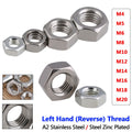 Hex Full Nuts Left Hand Reverse Thread