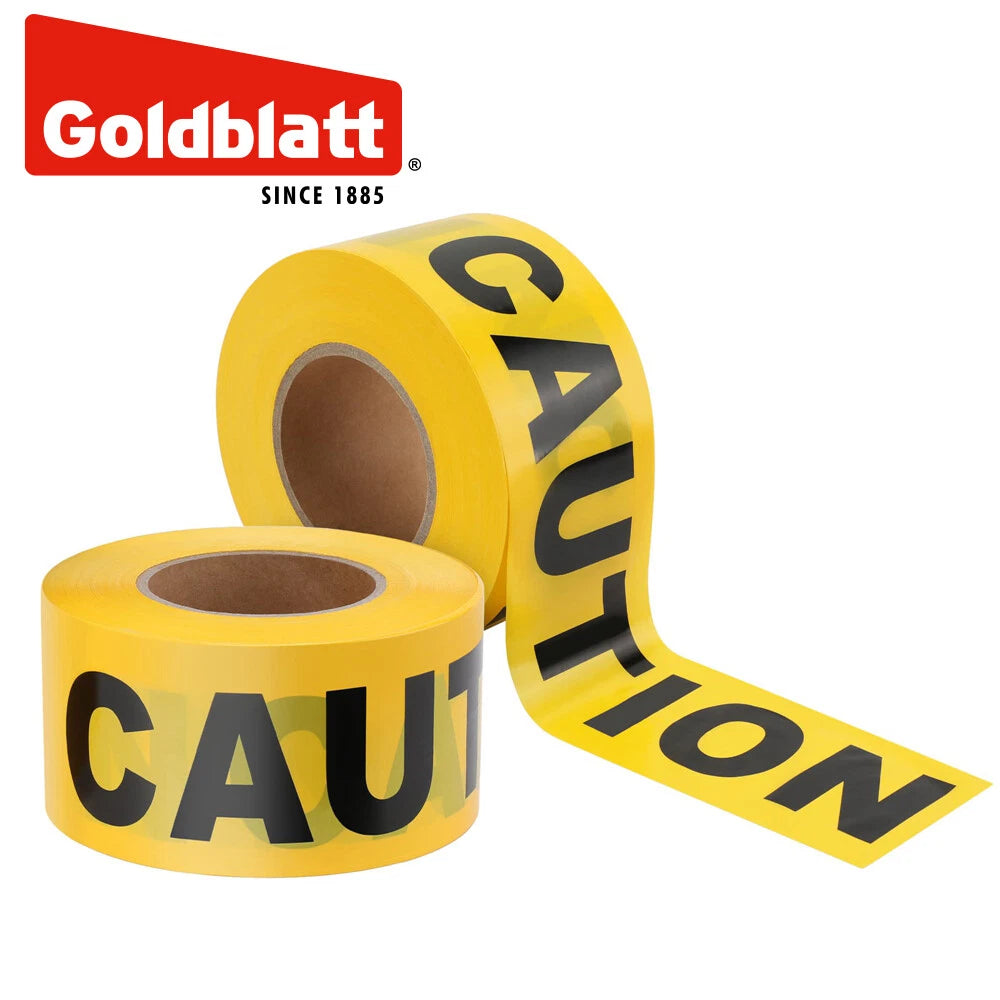 Goldblatt 2PC 3"X1000FT Yellow Caution Tape Warning Safety Tape Bold Black Font