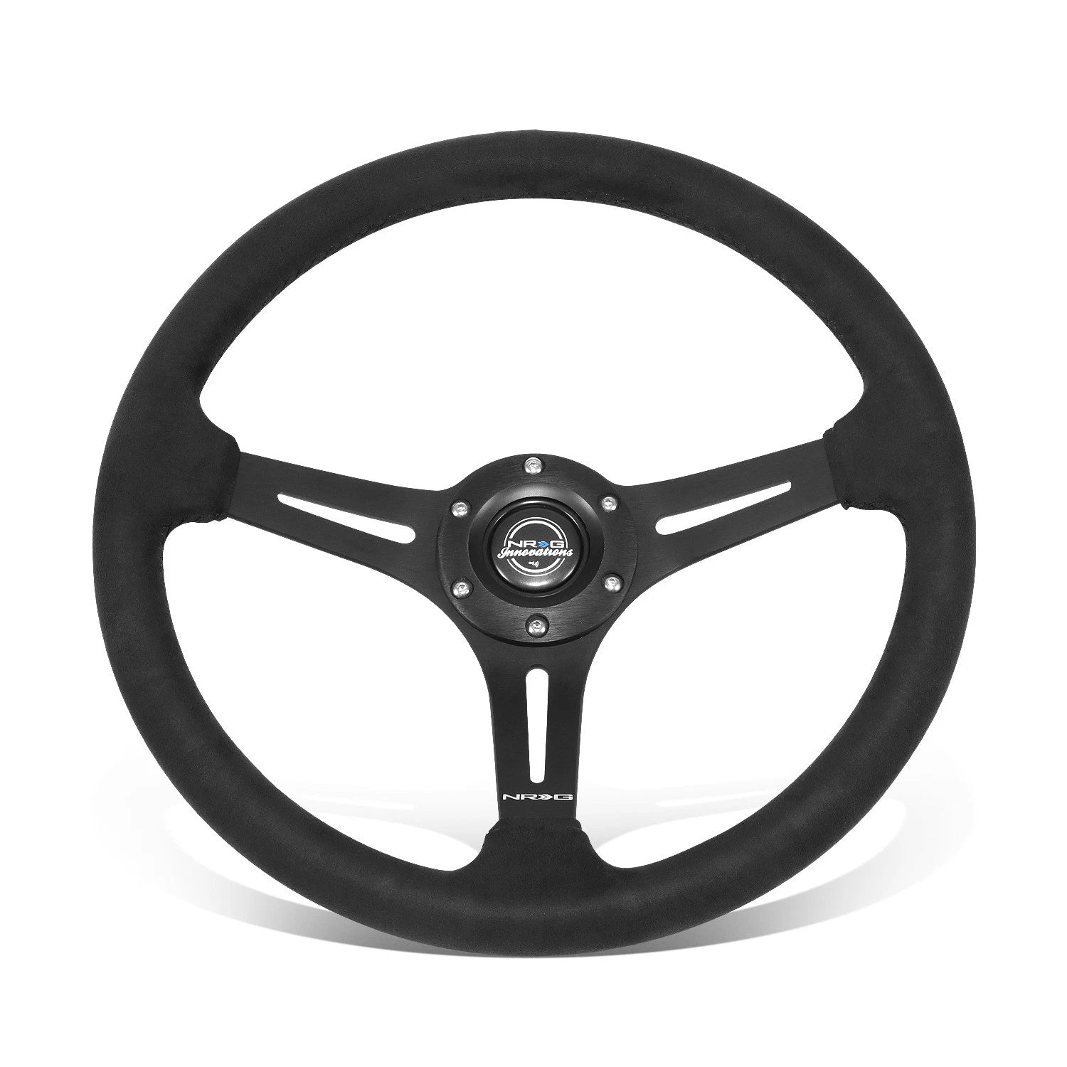 350mm 2.5" Dish Wheel Nrg 3spoke Black Alcantera Leather Steering