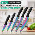 Haushof Kitchen Knife Set Black Rainbow Knife Sets Premium Steel