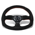 Nrg Reinforced Steering Wheel 32cm Black Suede Red Stitch Flat Bottom