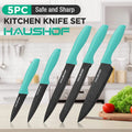HAUSHOF 5PIECE Kitchen Knife Set Knife Sets Block Premium Steel Knives Set Green