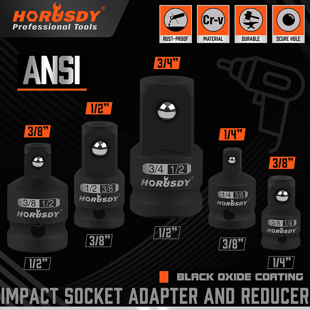 5pc Air Impact Socket Adapter Reducer Set Ratchet 1/4 3/8 1/2 by Unbranded
