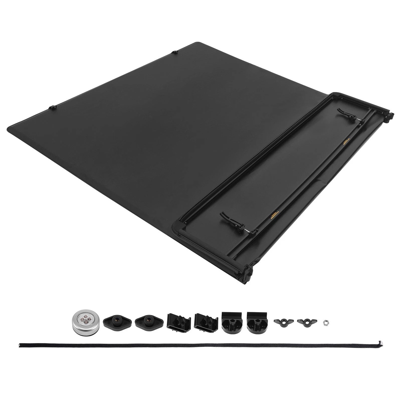 6.5ft Soft Quad-Fold Tonneau Cover W/Lamp for Ford F-150 04-14 for Mark LT 06-08