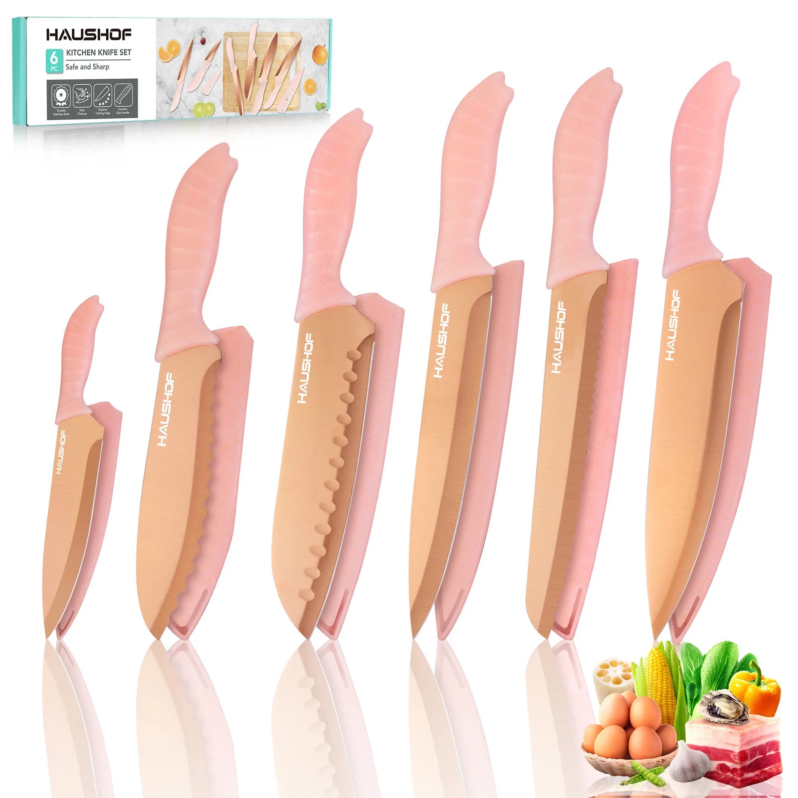 Haushof Kitchen Knife Set W/6 Blade Non-stick | Built Supply Co
