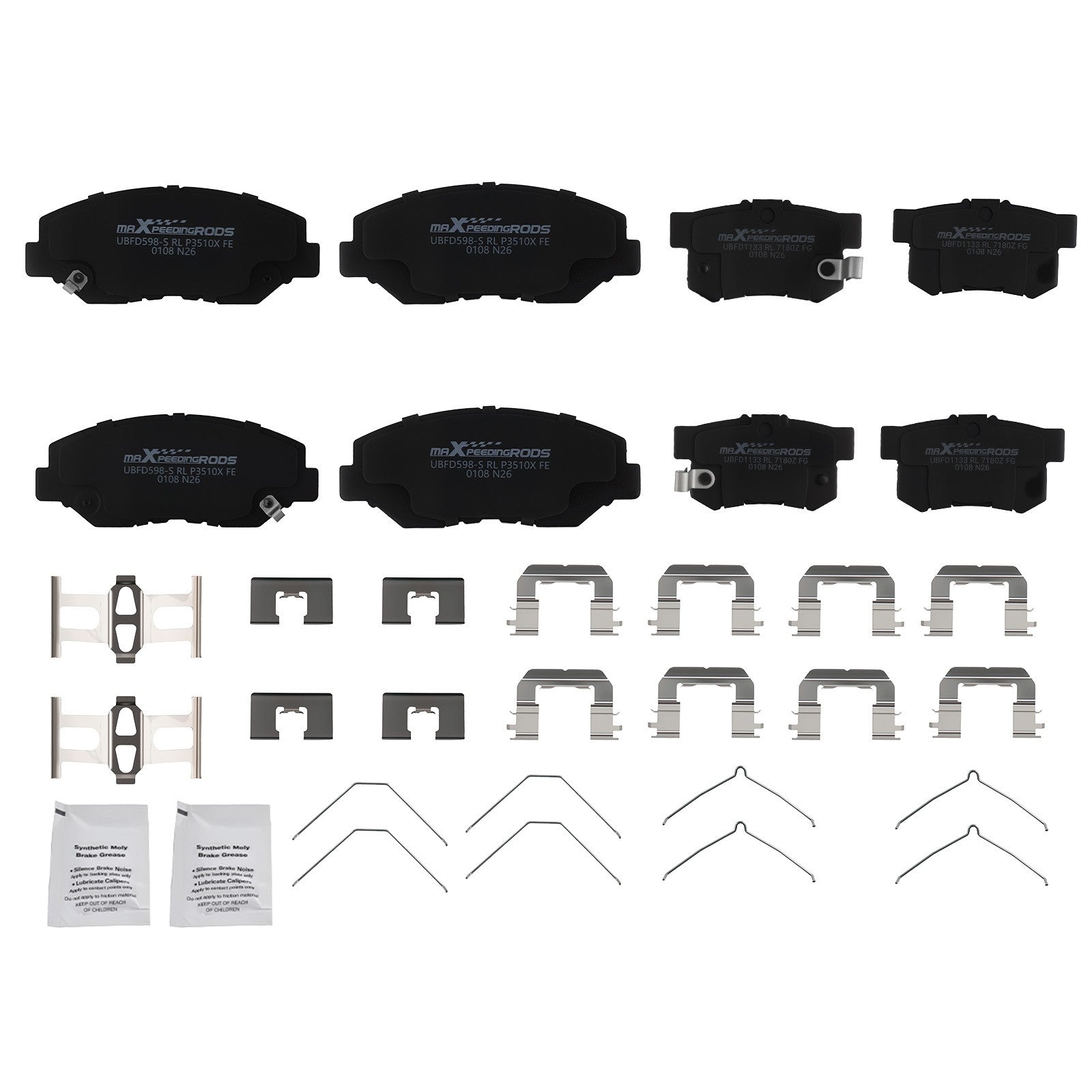 8pcs Front&Rear Brake Pads Kit for Honda Element 2003 2004 2005-2011