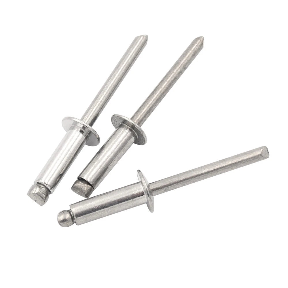 3/16" M4.8 Diameter Stainless Steel Domed Head Open End Blind Rivets