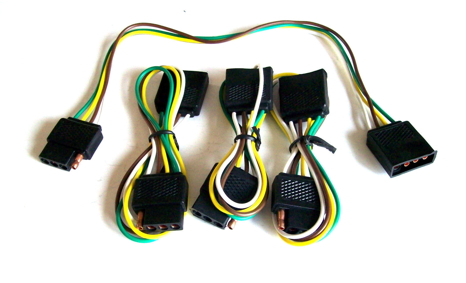 4-Way Flat Trailer Lights Wire Plugs - 4 pcs