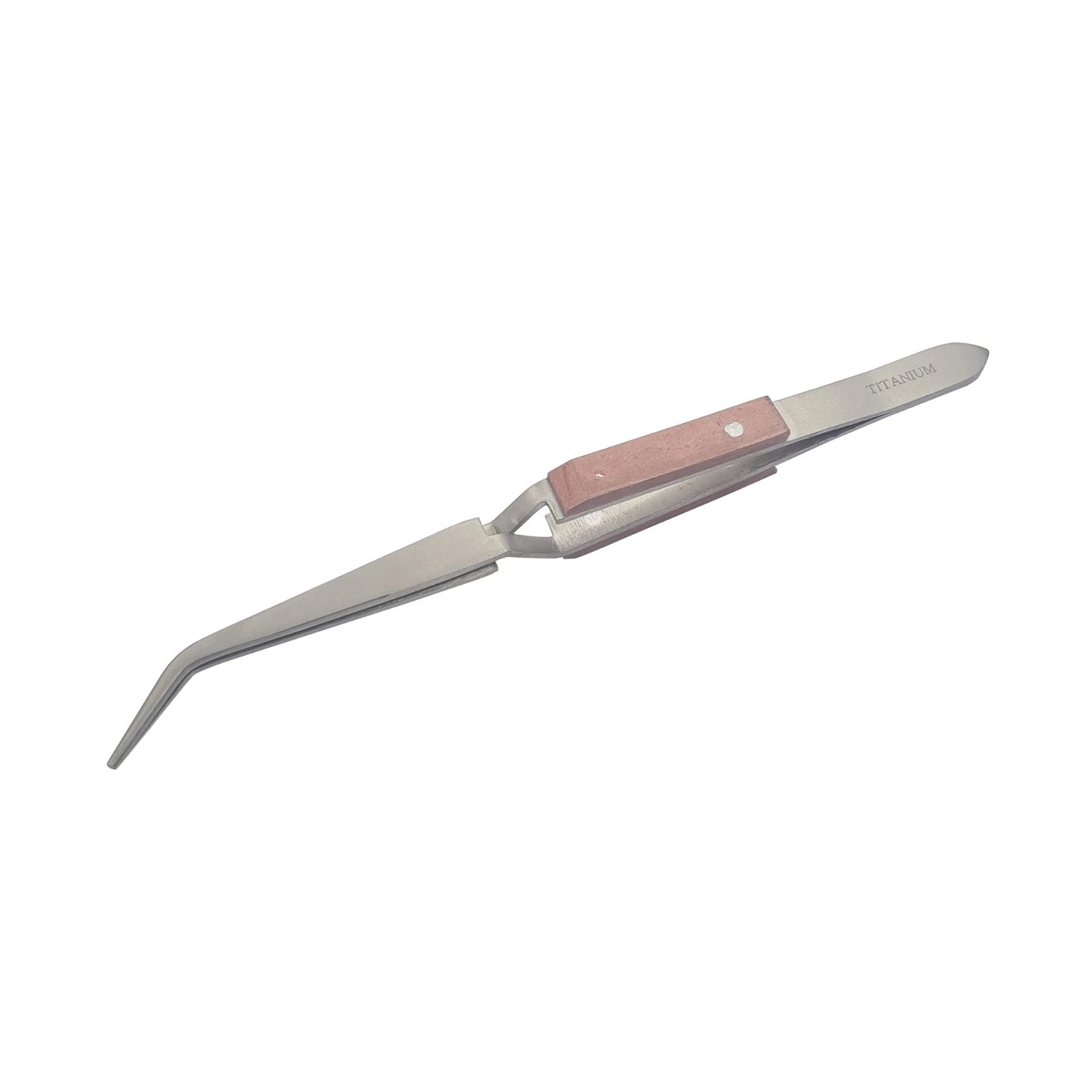 Titanium Curved Tip Tweezer 6-1/2" Long With Cross & Self Locking