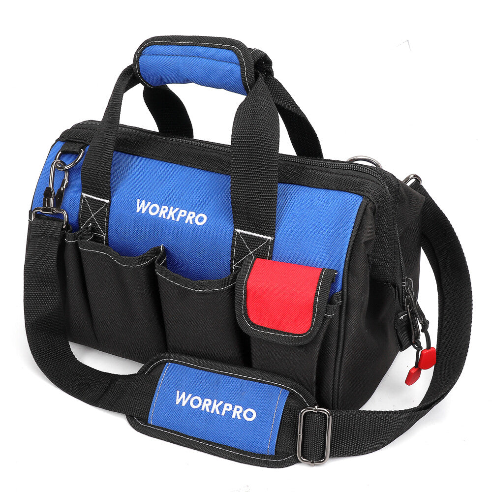 WORKPRO 14'' Tool Bag Multi-pocket Tool Organizer with Adjustable Shoulder Strap