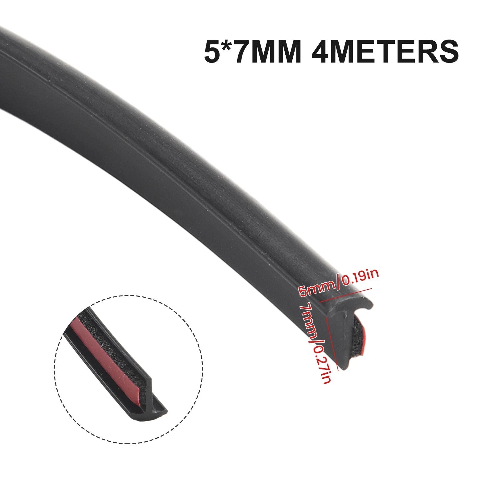 Rubber Car Door Seal Strip, 4m Tshape, Epdm Material, Size 5mm*7mm,