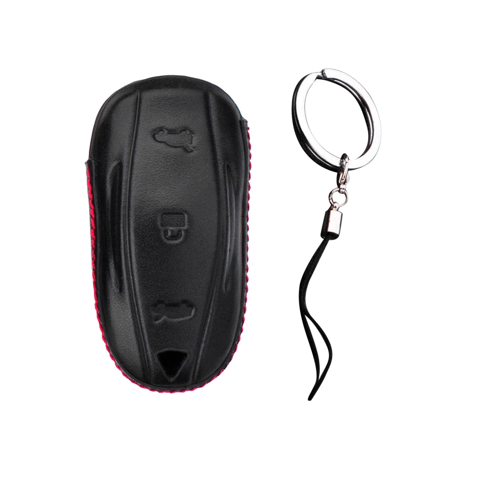 Leather Car Key Cover Bag 4d Luxury Protector With Chain For Tesla