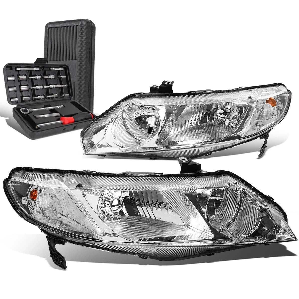 For 2006-2011 Honda Civic Sedan Pair Chrome/clear | Built Supply Co